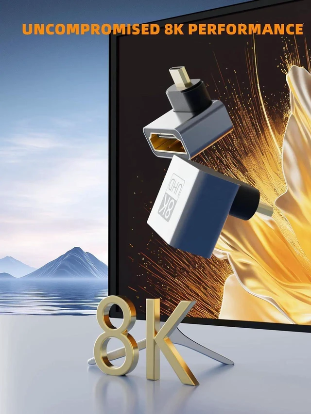 Alt view image 6 of 7 - 8K Right Angle Micro HDMI Adapter 90 Degree Male to Female Connector 8K@60Hz 4K@120Hz for Camera Camcorder Tablet Monitor