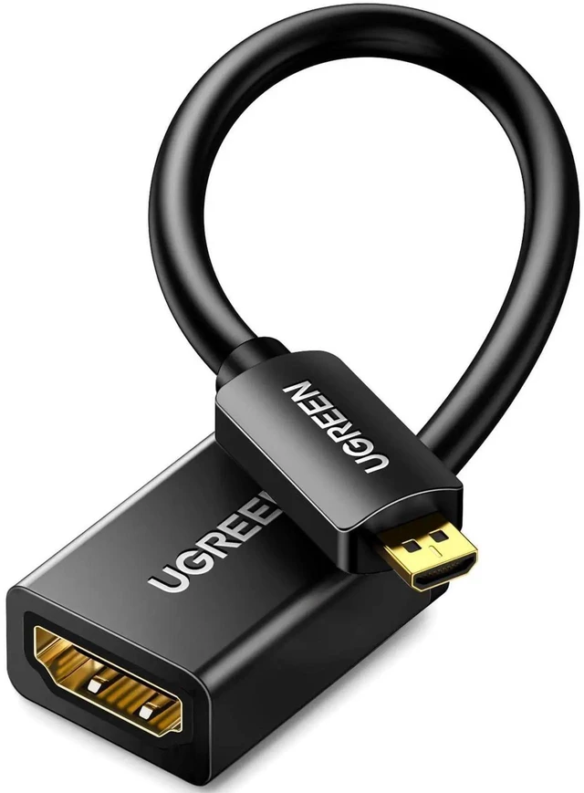 Main image of UGREEN Micro HDMI to HDMI Male to Female Adapter Cable, HDMI 2.0 18Gbps 4K@60Hz HDR 3D Dolby 1.6FT Compatible with Raspberry Pi 500 Pi 5 GoPro Hero 7 6 Retroid Pocket 3+