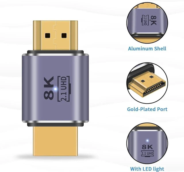 Alt view image 6 of 7 - HDMI 2.1 Male to Male Adapter 8K, 2-Pack 48Gbps UHD Extender Coupler Supports 8K@60Hz 4K@120Hz 3D for HDTV, Switch, Xbox, PS5