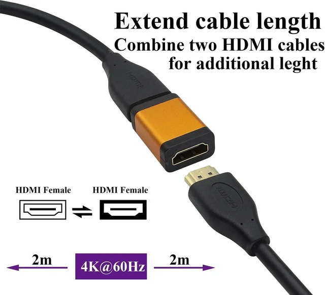 Alt view image 6 of 7 - 4K@60Hz HDMI Female to Female Coupler, Aluminum Alloy HDMI Extender Adapter for HDTV, PC, Monitor, Projector, DVD, AV Receiver (2 Pack, Orange)
