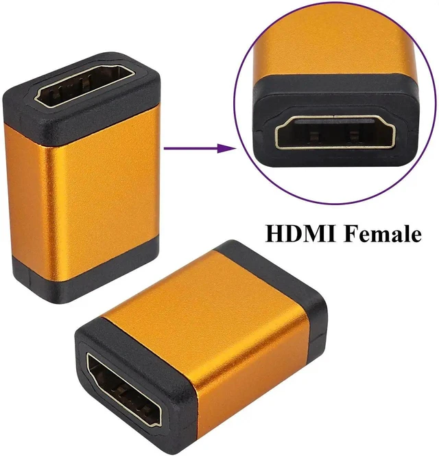 Alt view image 4 of 7 - 4K@60Hz HDMI Female to Female Coupler, Aluminum Alloy HDMI Extender Adapter for HDTV, PC, Monitor, Projector, DVD, AV Receiver (2 Pack, Orange)