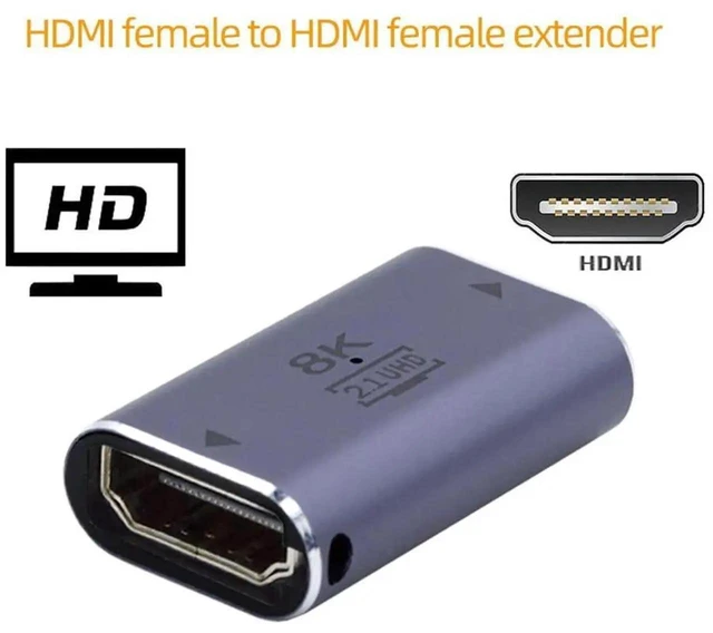 Alt view image 7 of 7 - HDMI 2.1 Female to Female Adapter, Gold-Plated UHD HDMI Extension Coupler Support 8K@60Hz for HDTV Monitor Projector