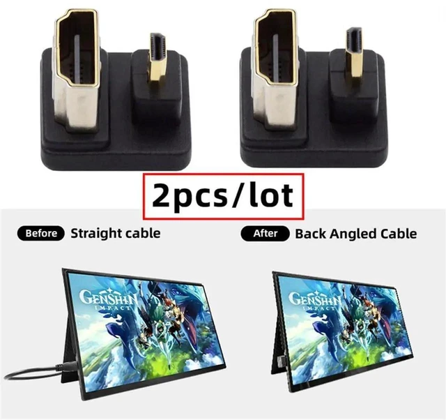 Alt view image 4 of 7 - 2Pcs/Lot Micro HDMI 1.4 Type-D Male to HDMI Female Adapter, 360 Degree Opposite U Shape Up & Down Back Angled Port Saver Extension Coupler Connector
