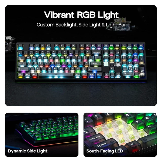 Alt view image 13 of 14 - X Aula F108 PRO V2 Wireless Gaming Keyboard with 10000mAh Battery, Dot-Matrix Display, RGB Backlit, Full Size Mechanical Keyboard for Mac/PC/Android (Black, Reaper)