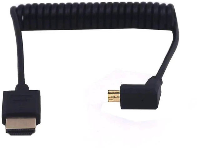 Alt view image 6 of 6 - 3.9Ft Upward Angle Micro HDMI to HDMI Coiled Cable 4K@60Hz 18Gbps HDMI 2.0 Male to Male Spiral Cord for Sony Canon Nikon GoPro Raspberry Pi Lenovo ASUS Cameras Laptops Tablets TV Monitor Projector