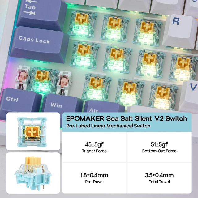 Alt view image 13 of 14 - TH108 PRO Full Size Mechanical Keyboard with Screen & Knob, Wireless Gaming Keyboard with 10000mAh, Creamy Gasket, Hot Swap, Custom Driver, RGB Backlight (White, Sea Salt Silent)
