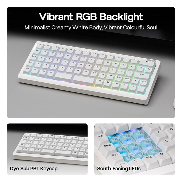 Alt view image 11 of 14 - Hack70 Planck Mechanical Keyboard with VIA Custom, 2.4Ghz/BT/Wired, Gasket, Hot-Swap, RGB, Dye-Sub PBT Keycap, 65% Ortholinear Layout Wireless Gaming Keyboard for Mac/Win