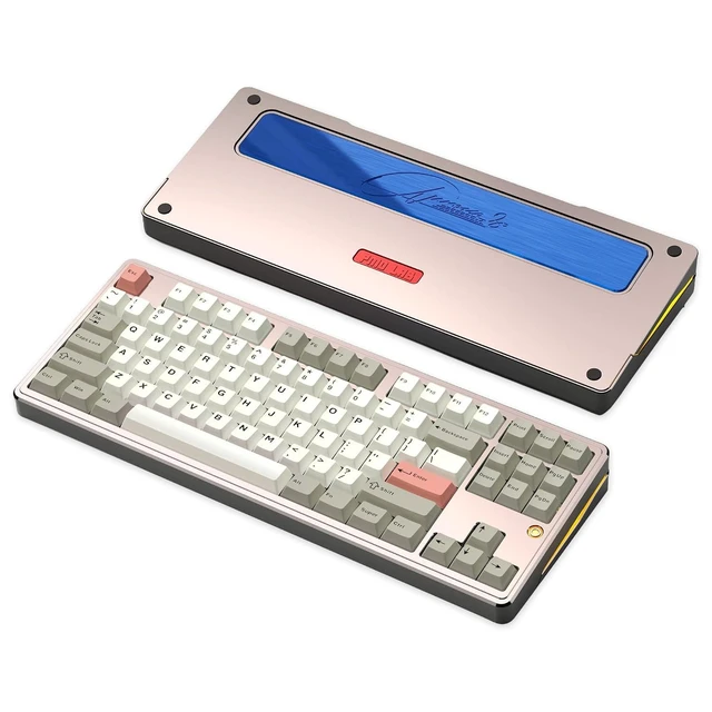 Alt view image 5 of 8 - PMOKEY Aurora 80 CNC Full Aluminum Wireless Mechanical Keyboard with VIA/QMK, 8000mah Battery, Tri-Mode Wireless Gaming Keyboard Custom Hot Swappable RGB Backlit for Windows/Mac/PC (Pro Warm Silver)