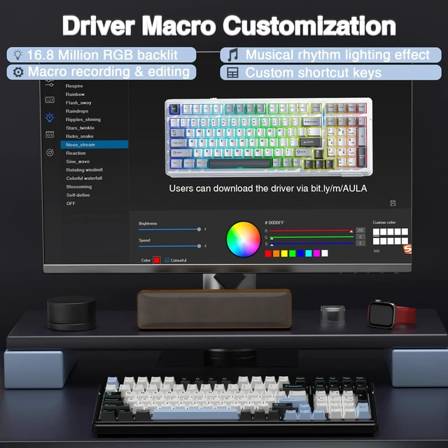 Alt view image 13 of 14 - F99 Wireless Mechanical Keyboard,Tri-Mode BT5.0/2.4GHz/USB-C Hot Swappable Custom Keyboard,Pre-lubed Linear Switches,RGB Backlit Gaming Keyboards for PC/Tablet/Xbox/PS4/PS5
