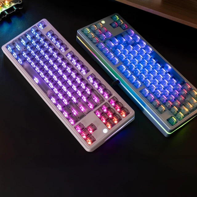 Alt view image 12 of 14 - PMOKEY Aurora 80 CNC Full Aluminum Wireless Mechanical Keyboard with VIA/QMK, 8000mah Battery, Tri-Mode Wireless Gaming Keyboard Custom Hot Swappable RGB Backlit for Windows/Mac/PC (Pro Silver)