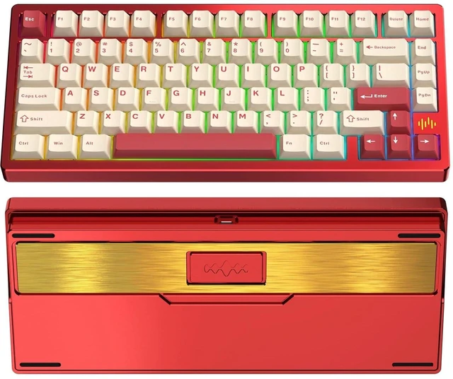 Alt view image 8 of 14 - PMOKEY Wave 75 CNC Aluminum Quick Release Tri-Mode Wireless Gaming Keyboard,QMK/VIA Tri-Mode Mechanical Keyboard with 8000mAh Battery,Hot-Swappable with RGB for Windows/Mac/PC (Pro Red)
