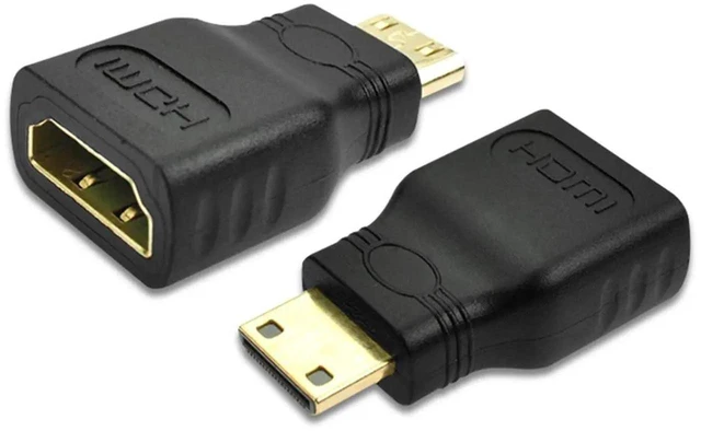 Main image of 2 Pack Gold Plated Mini HDMI Male to Standard HDMI Female Adapter, 4K 3D 1080P Full HD Connector Compatible with Camera Tablet Video Card
