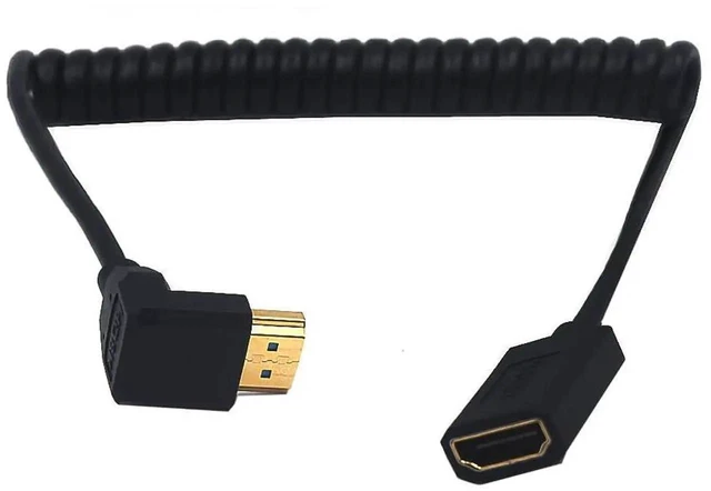 Alt view image 4 of 7 - 4FT Coiled HDMI 2.1 Extension Cable 90° Down Angle Male to Female 8K@60Hz 48Gbps HDR Spiral Spring Cord