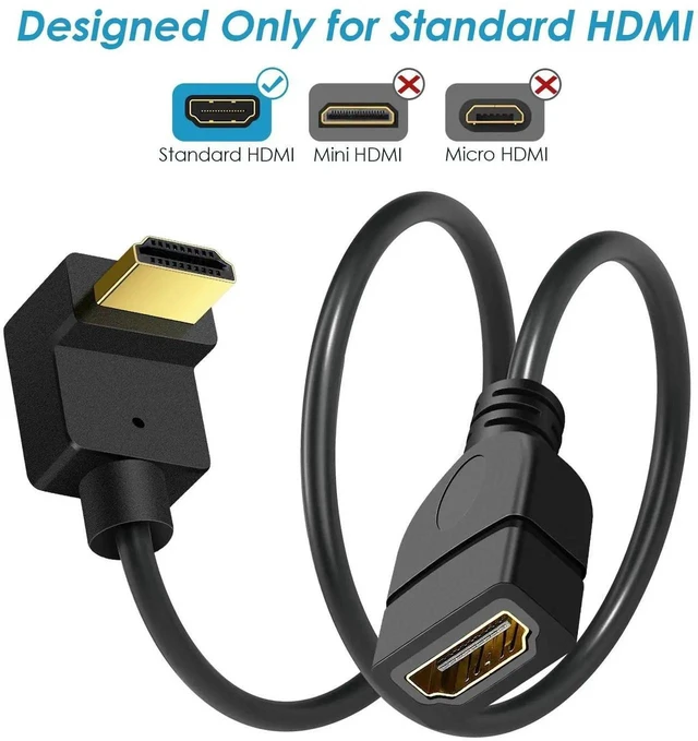 Alt view image 4 of 7 - 1.5FT 90° Down Angle HDMI Extension Cable 4K Male to Female Extender Cord for HDTV Laptop Monitor Projector