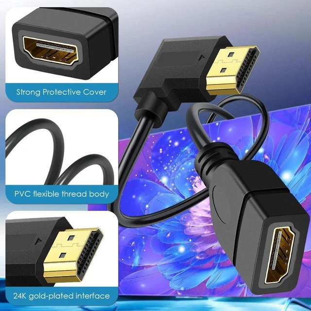 Alt view image 7 of 7 - Right Angle HDMI Extension Cable 1.5FT 4K Male to Female 90 Degree Extender Cord for HDTV Monitor Laptop Projector