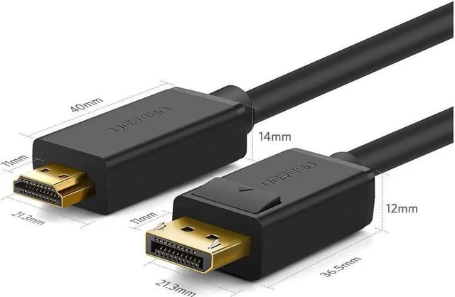 Alt view image 3 of 7 - UGREEN DisplayPort to HDMI Cable 15FT, 4K@30Hz UHD, Male to Male, Audio Support for HP, HTC VIVE, DP-Enabled Laptops & Desktops