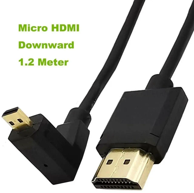 Alt view image 2 of 5 - 3.9Ft Coiled Micro HDMI to HDMI 4K@60Hz Cable, Downward Angle Micro HDMI 2.0 Male to HDMI Male Spring Cord 18Gbps High Speed for Camera, Tablet, Camcorder, HDTV
