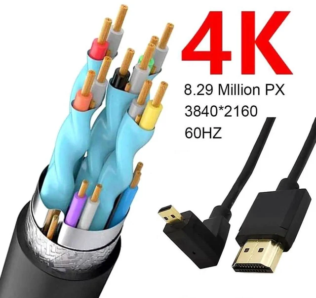 Alt view image 5 of 5 - 3.9Ft Coiled Micro HDMI to HDMI 4K@60Hz Cable, Downward Angle Micro HDMI 2.0 Male to HDMI Male Spring Cord 18Gbps High Speed for Camera, Tablet, Camcorder, HDTV