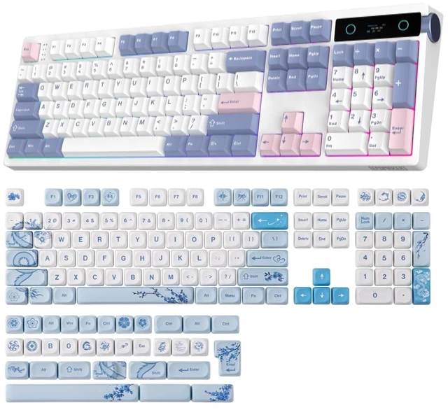 Alt view image 8 of 14 - TH108 PRO Full Size Mechanical Keyboard with Screen & Knob+LINDSEYSZN Azure Dragon SZN Keycaps Set