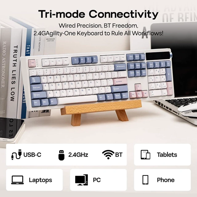 Alt view image 12 of 14 - TH108 PRO Full Size Mechanical Keyboard with Screen & Knob+LINDSEYSZN Azure Dragon SZN Keycaps Set