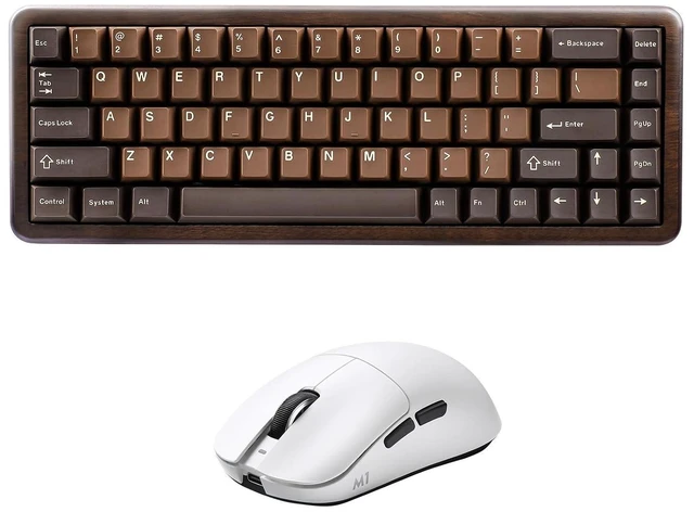 Alt view image 2 of 2 - WOOD68 Wireless Mechanical Keyboard (Wood, Candy Switch), YUNZll M1 Wireless Mouse (White)