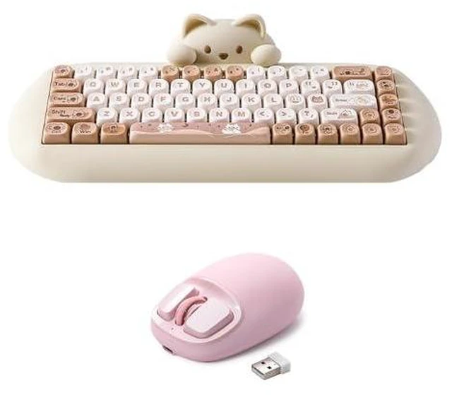 Alt view image 2 of 2 - C68 Wireless Mechanical Keyboard (Brown, Milk Switch), YUNZll C1 Silicone Wireless Mouse(Pink)