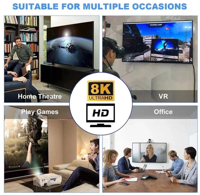 Alt view image 6 of 7 - HDMI 2.1 Male to Male Adapter, 8K@60Hz UHD Transparent HDMI Extender with Smart LED Light for Monitor TV Projector