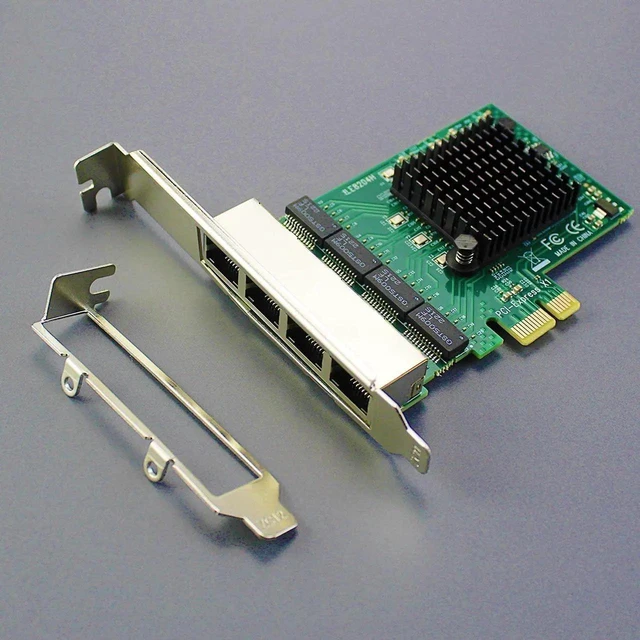 Alt view image 7 of 7 - 4-Port PCIe Gigabit Ethernet Card, PCIe X1 10/100/1000Mbps RJ45 LAN Controller Card, with Full & Low Profile Bracket for Desktop PC