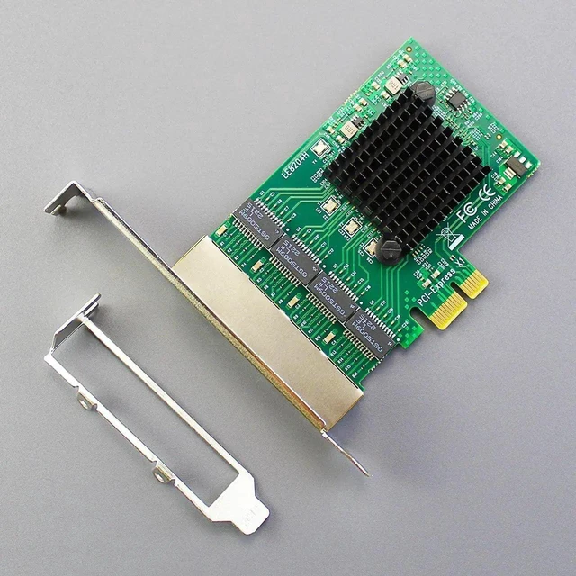 Alt view image 2 of 7 - 4-Port PCIe Gigabit Ethernet Card, PCIe X1 10/100/1000Mbps RJ45 LAN Controller Card, with Full & Low Profile Bracket for Desktop PC