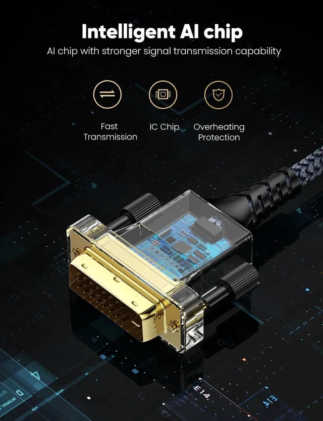 Alt view image 6 of 7 - 3FT HDMI to DVI Adapter Cable, Bi-Directional 1080P Nylon Braided Gold-Plated High-Speed Cord, HDMI A to DVI Converter for TV Monitor Graphics Card