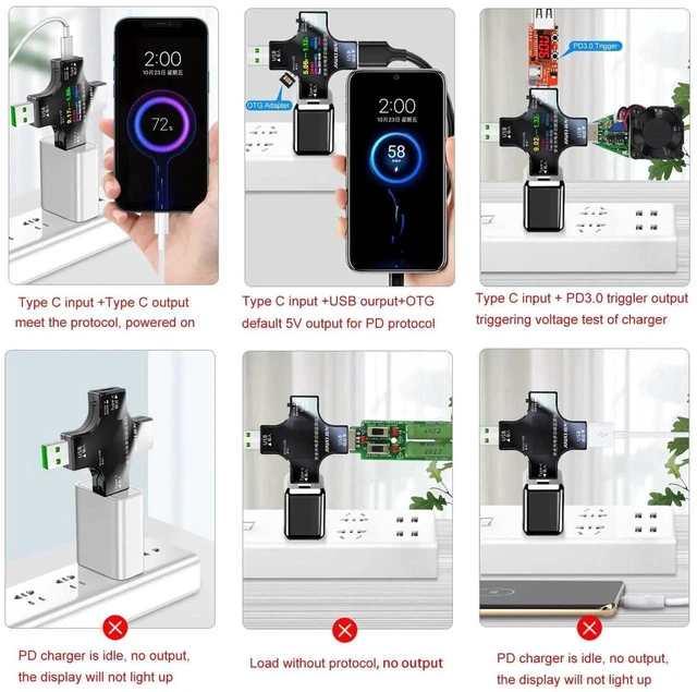 Alt view image 5 of 7 - 2-in-1 Type-C USB Tester with Color LCD Screen, DC 3.6-30V 0-5.1A Digital Multimeter, USB-C Voltage Current Power Detector for Charger & Cable Testing