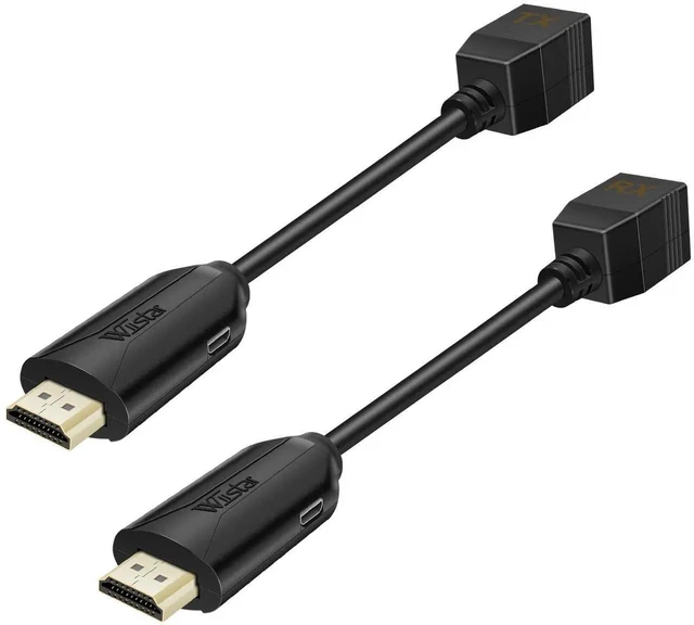 Main image of HDMI Over Ethernet Cat5e Cat6 RJ45 Cable, Male to Female HDMI to RJ45 Network Converter, 2 Ports Transmitter Receiver, Up to 196FT/60M, Power Over Ethernet Support, Full 1080P for Displays