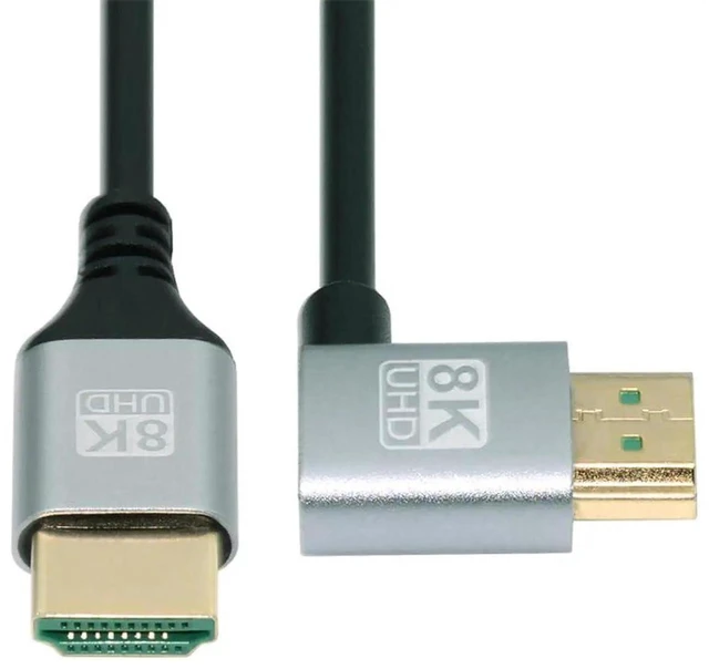 Main image of 1m 8K HDMI 2.1 Ultra Thin Cable, 90 Degree Right Angled Super Flexible Slim Type-A Male to Male Cord for Computer HDTV Projector Home Theatre