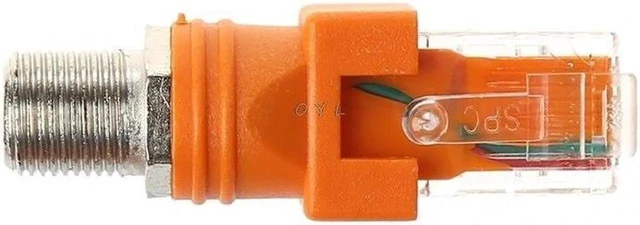 Alt view image 2 of 6 - F Female to RJ45 Male Coaxial Adapter, RF to Ethernet Connector Converter, Coaxial Barrel Coupler Adapter for RF and Network Device Connection