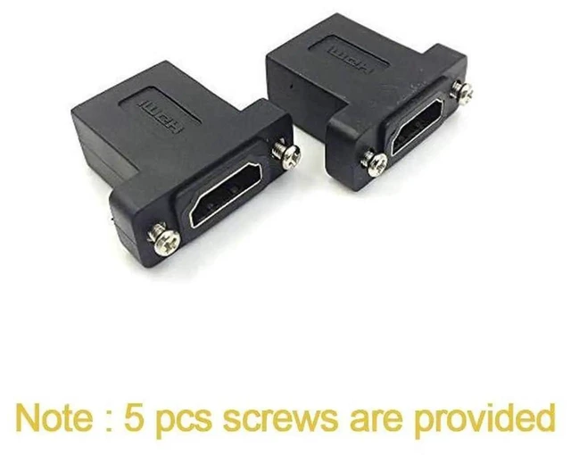 Alt view image 2 of 7 - 2-Pack HDMI Coupler Adapter, Gold Plated HDMI Female to Female Straight Inline Panel Mount Connector with Screw Holes Black