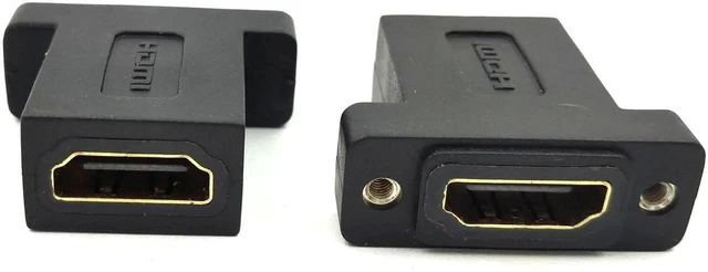 Alt view image 7 of 7 - 2-Pack HDMI Coupler Adapter, Gold Plated HDMI Female to Female Straight Inline Panel Mount Connector with Screw Holes Black