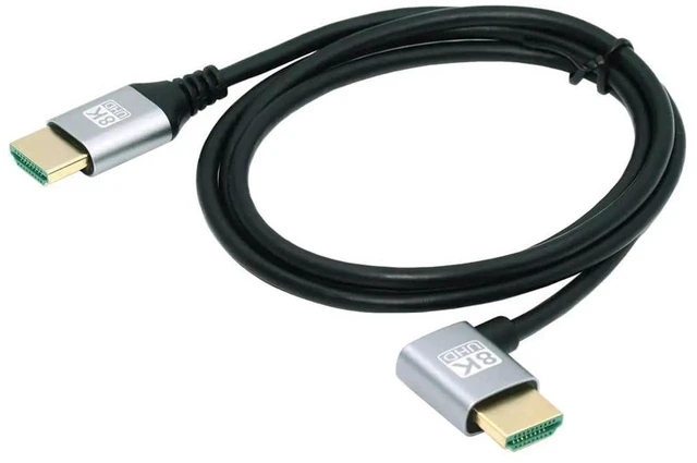 Alt view image 4 of 7 - 1m 8K HDMI 2.1 Ultra Thin Cable, 90 Degree Left Angled Super Flexible Slim Type-A Male to Male Cord for Computer HDTV Projector Home Theatre