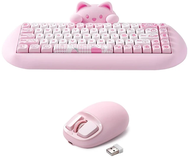 Alt view image 2 of 2 - C68 Wireless Mechanical Keyboard(Pink, Milk Switch), YUNZll C1 Silicone Wireless Mouse(Pink)