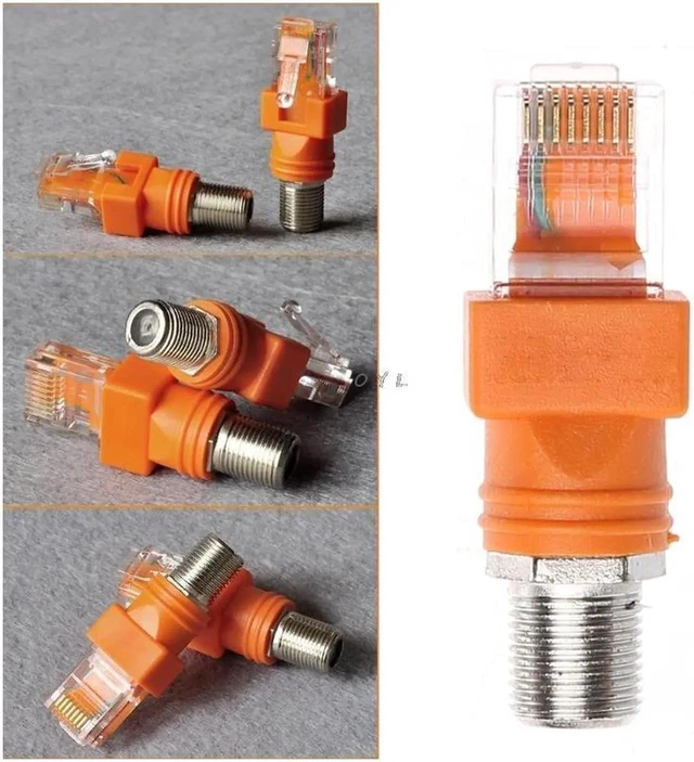 Alt view image 6 of 6 - F Female to RJ45 Male Coaxial Adapter, RF to Ethernet Connector Converter, Coaxial Barrel Coupler Adapter for RF and Network Device Connection