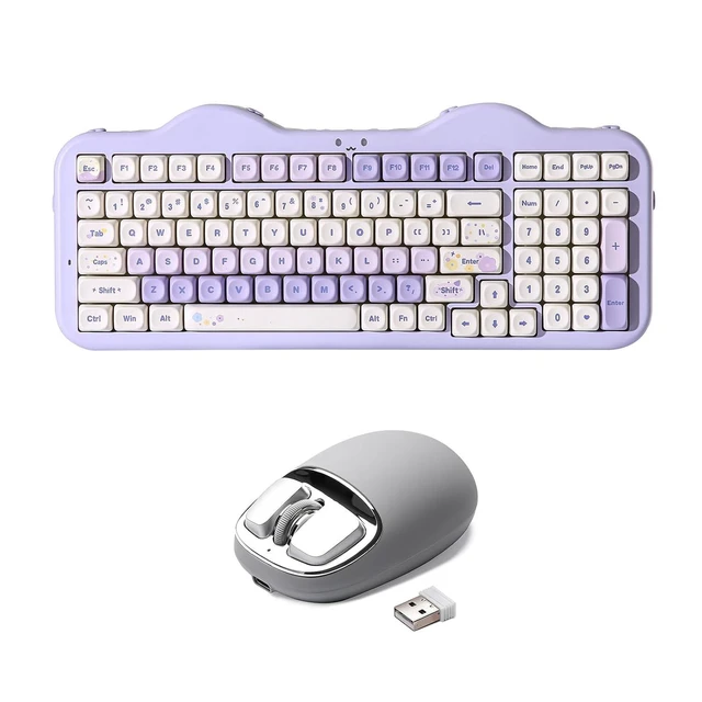 Alt view image 2 of 2 - C98 Wireless Mechanical Keyboard (Purple, Candy Linear Switch), YUNZll C1 Silicone Wireless Mouse (G