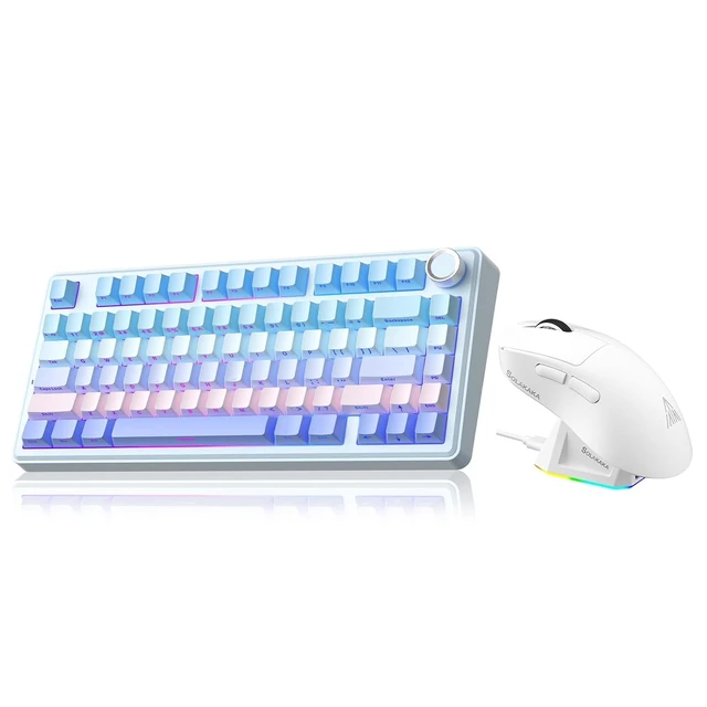 Alt view image 2 of 2 - A75 and SM822, Wireless Keyboard and Mouse Combo for Gaming (A75 Gradient-BluePurple & SM822 White)