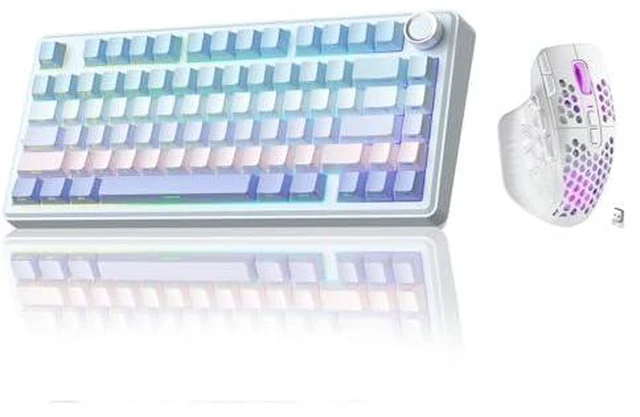 Alt view image 2 of 2 - A75 and SM809Pro,Wireless Keyboard and Mouse Combo for Gaming,White