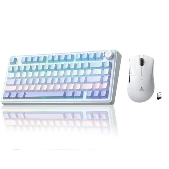 Alt view image 2 of 2 - A75 and SM805,Wireless Keyboard and Mouse Combo for Gaming (A75 Gradient-BluePurple & SM805 White)