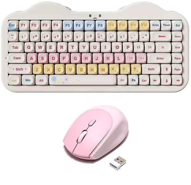 Alt view image 2 of 2 - C75 Wireless Mechanical Keyboard(Beige, Milk V2 Switch), C2 Wireless Mouse(Pink)