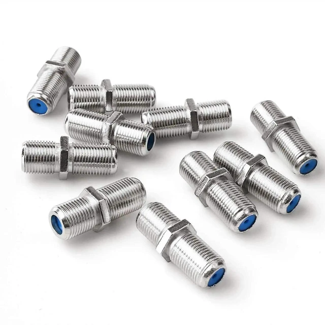 Alt view image 6 of 6 - 10 Pack F81 F-Type Coaxial Extension Connector, 3GHz RG6 Cable Straight Adapter Silver for CATV Satellite TV Broadband