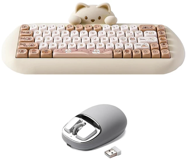 Alt view image 2 of 2 - C68 Wireless Mechanical Keyboard(Brown, Cocoa Cream V2 Switch), YUNZll C1 Wireless Mouse(Gray Silver