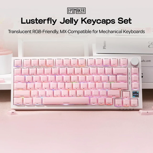 Alt view image 13 of 14 - G84 PRO Wireless Gaming Keyboard with Screen&Knob+Lusterfly Jelly Keycaps Set - 123 Keys Double-Shot Laser Engraved