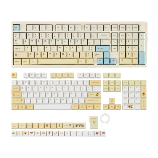 Alt view image 8 of 14 - Galaxy100 Lite QMK/VIA Gaming Keyboard with 8000mAh Battery and Numpad+Sunflower PBT Keycaps
