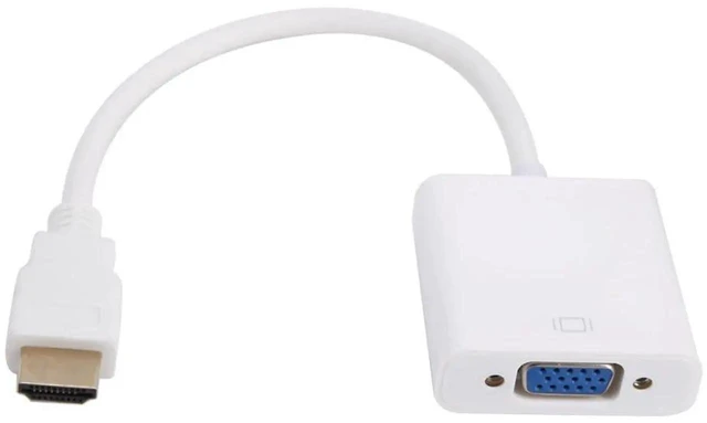 Alt view image 7 of 7 - 20CM White HDMI to VGA Conversion Cable, Built-in EP94Z1E Chip HDMI to VGA Adapter with Audio and Power Supply, Compatible for Laptop Display Projector DVD