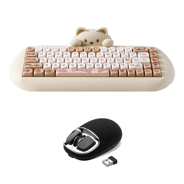 Alt view image 2 of 2 - C68 Wireless Mechanical Keyboard(Brown, Milk Switch), YUNZll C1 Silicone Wireless Mouse(Black Silver